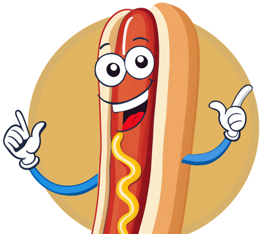 an animated hot dog.